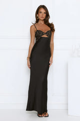 Signature Aura Satin Maxi Dress Black